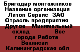 Бригадир монтажников › Название организации ­ Литоп-Сервис, ЗАО › Отрасль предприятия ­ Другое › Минимальный оклад ­ 23 000 - Все города Работа » Вакансии   . Калининградская обл.,Приморск г.